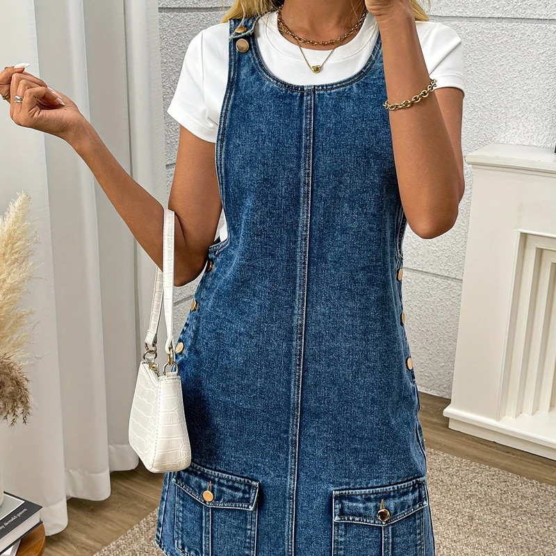 Chic Denim Kjole - Komfort og Stil i Ét