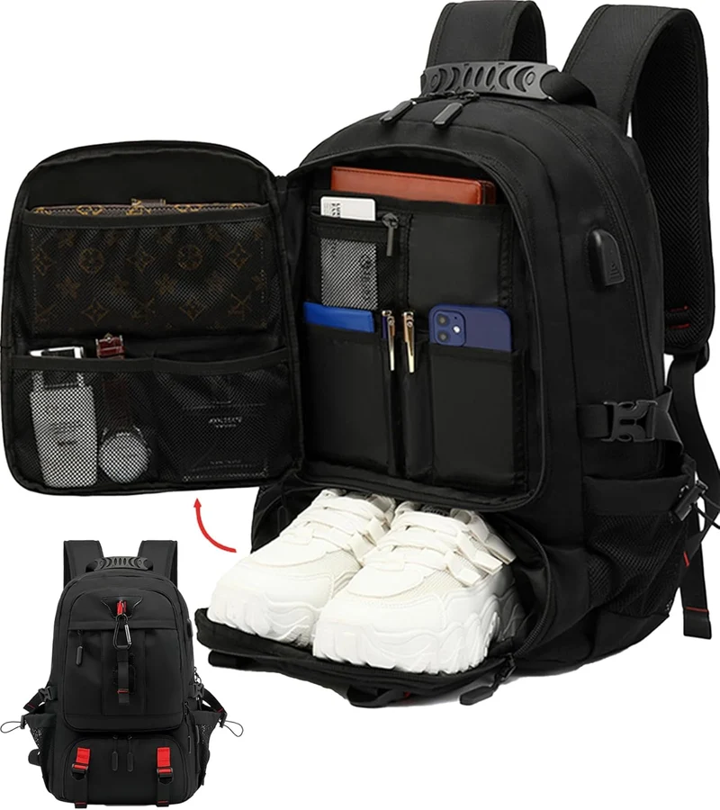 Vandafvisende 60L Rejsetaske med USB-port og Skofach