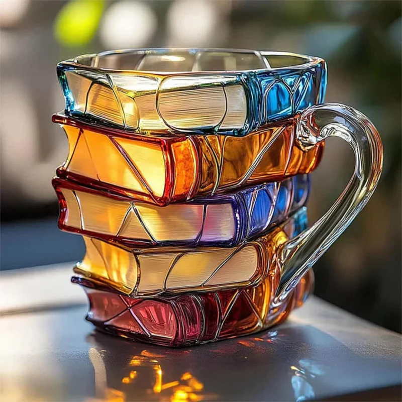 Glas Kaffeekop 350 ml med 3D bogmønster – Håndlavet, kvalitetsglas