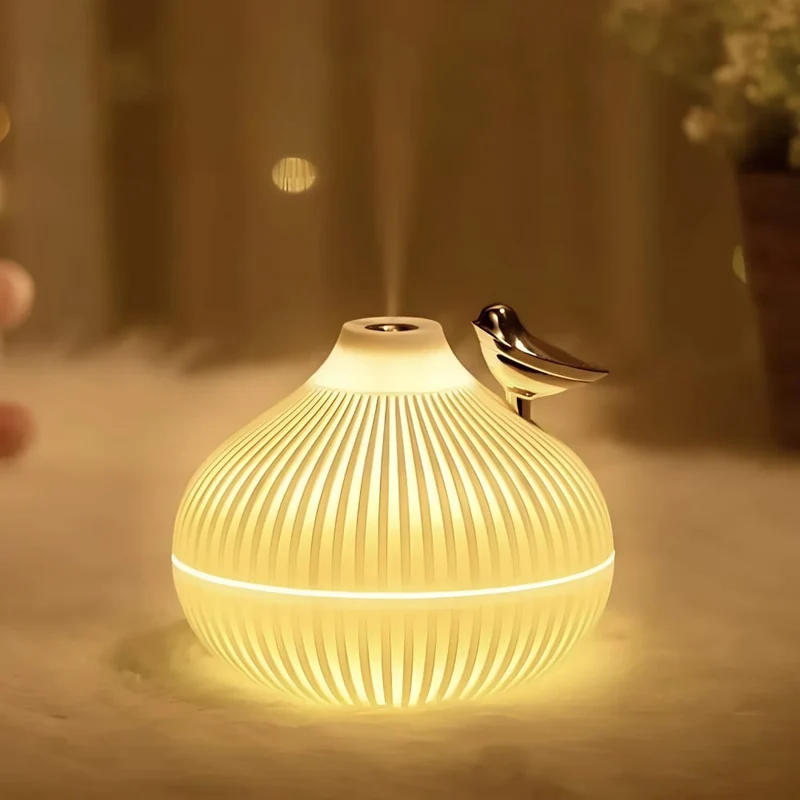 Bærbar Luftfugter med LED - Unikt Løgdesign for Bedre Luft