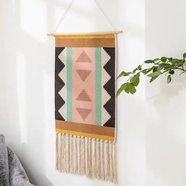 Geometrisk Tæppe til Væg med Tufting