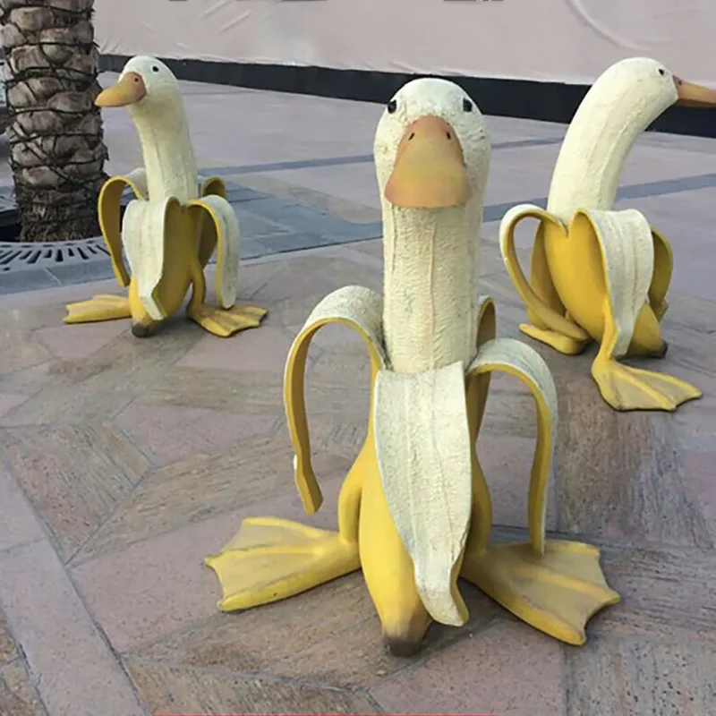 Skrællede Bananer Ande Ansigt Have Dekoration