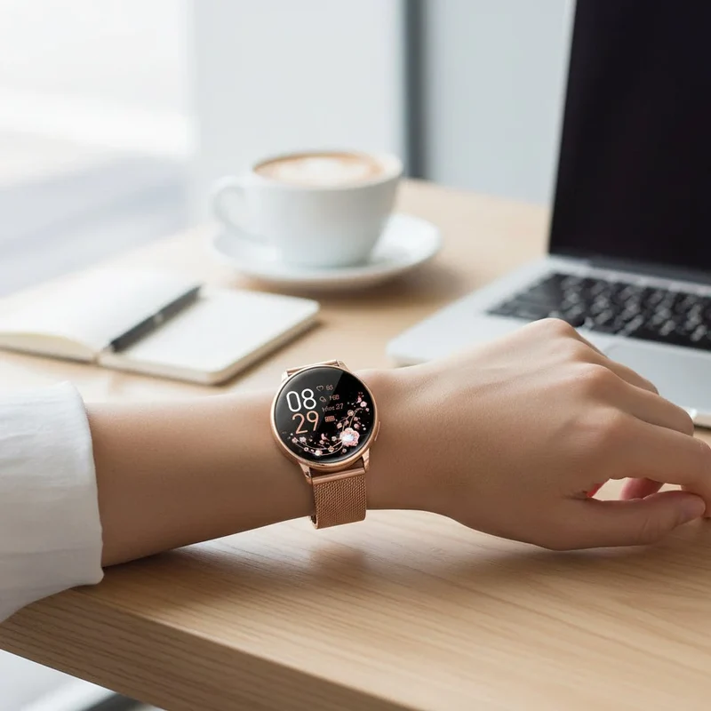 Elegant Smartwatch til Kvinder med Milanese Rem og Touchskærm