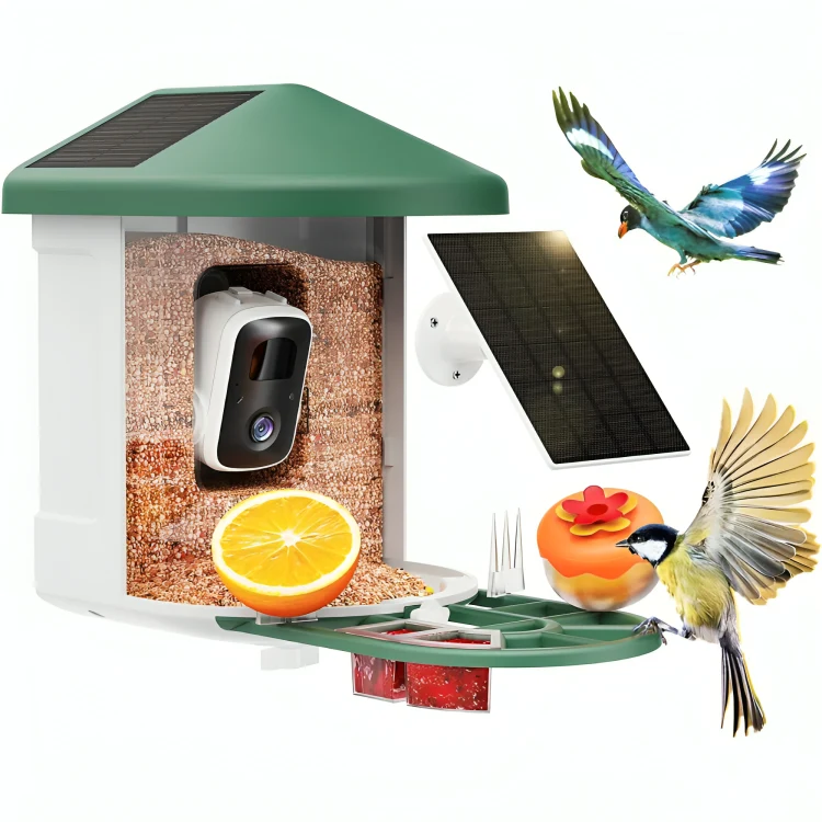 Smart fuglefoderautomat med AI og solenergi – Se fugle i 2K