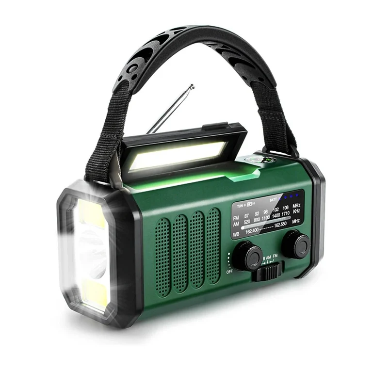 Solardrevet Nødradio med Powerbank & Kraftig Lys