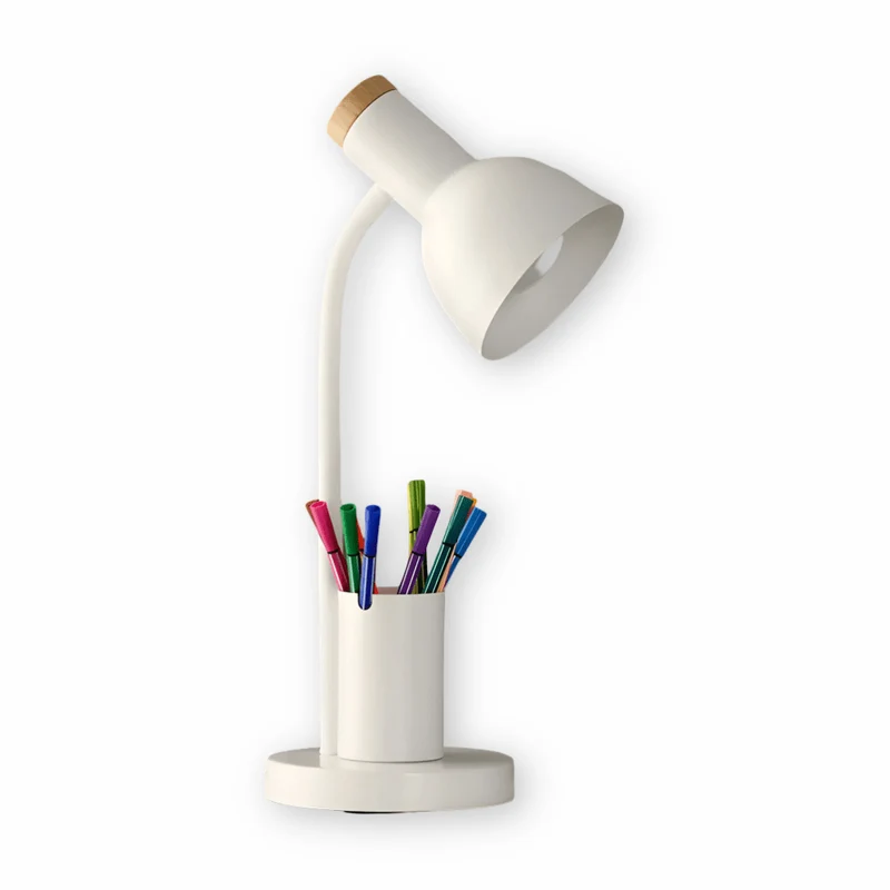 Elegant LED Bordlampe med Stiftholder - Ideel til Arbejdspladsen
