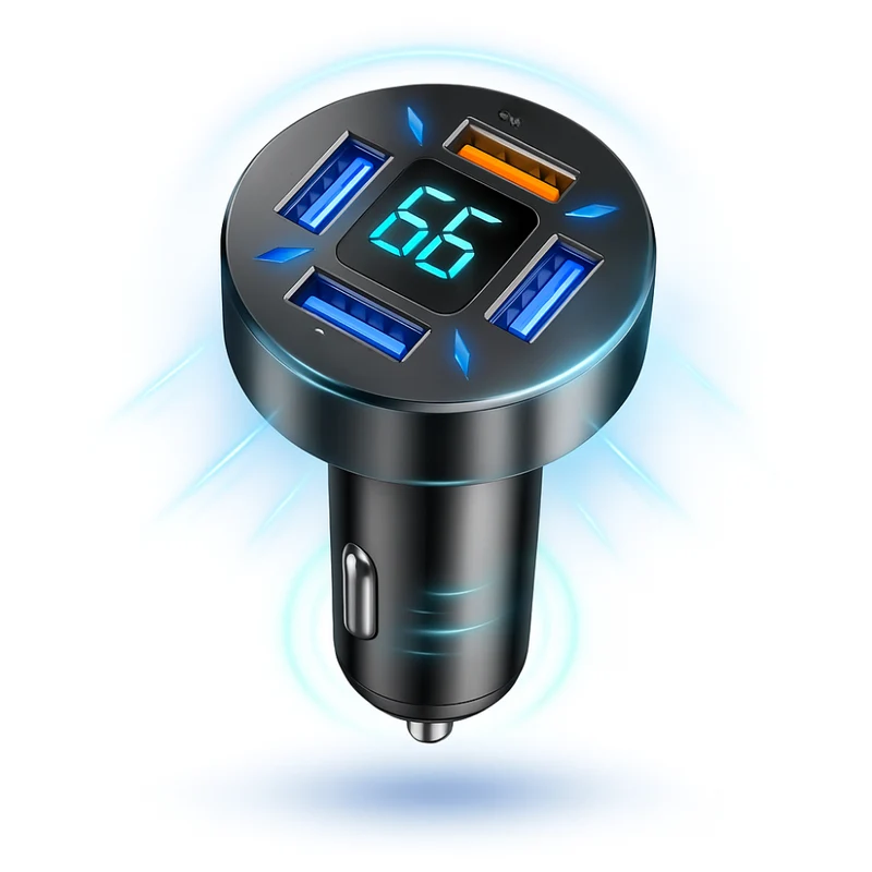 Hurtig USB Biloplader med 66W Multi-Socket